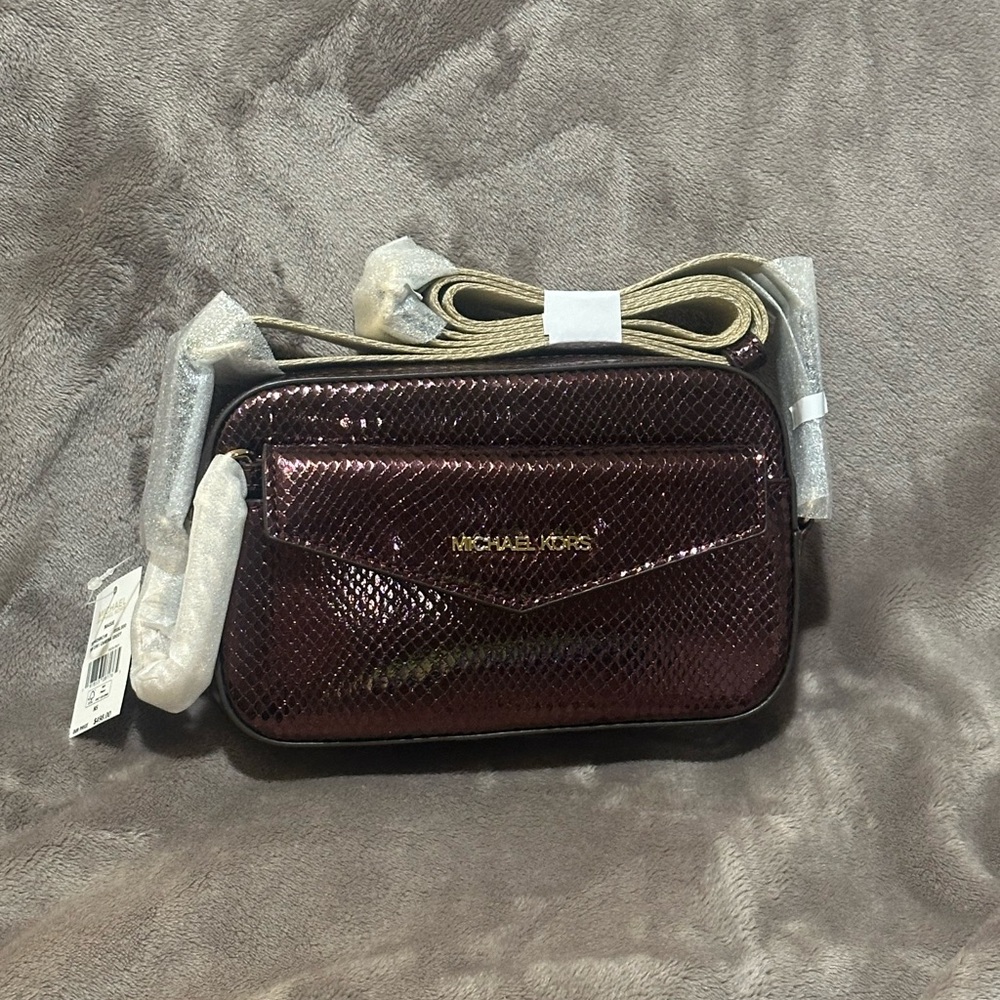 Michael Kors Metallic Burgundy Crossbody Bag